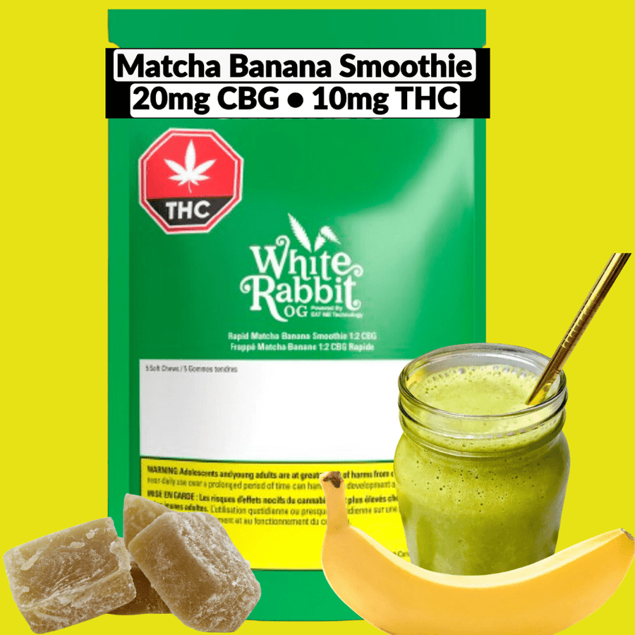 White Rabbit OG Edibles 4x4.05g Rapid Matcha Banana Smoothie CBG 1:2 Gummies-Morden Vape & Cannabis