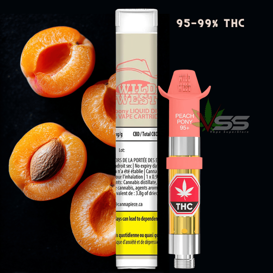 Wild West - 96+ Peach Pony Liquid Diamonds 510 Cartridge - 1g Morden Vape SuperStore and Cannabis Manitoba Canada