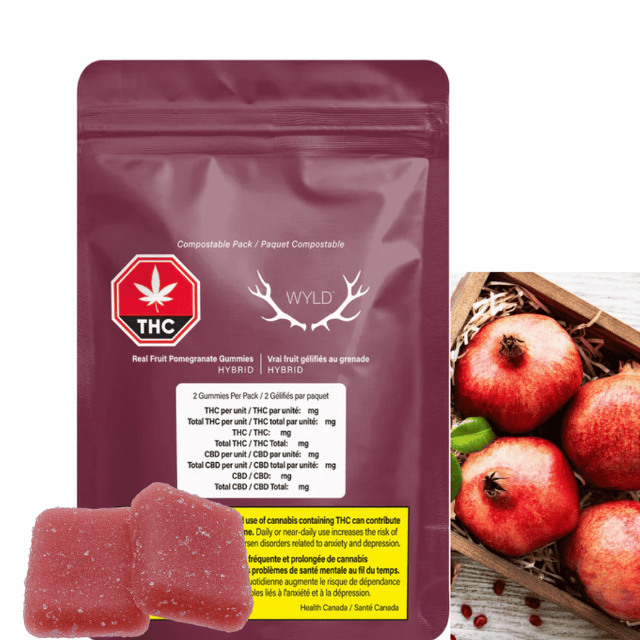 WYLD Edibles 2/pkg WYLD Real Fruit Pomegranate Gummies 1:1 THC:CBD - Morden Manitoba