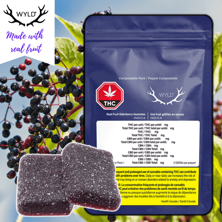 WYLD Elderberry 2:1 CBN + Indica Enhanced Gummies-2/pkg 2/pkg Morden Vape SuperStore and Cannabis Manitoba Canada