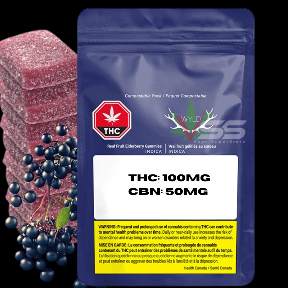 Wyld Real Fruit - Elderberry 2:1 THC:CBN Indica Gummies 10x10mg Morden Vape SuperStore and Cannabis Manitoba Canada