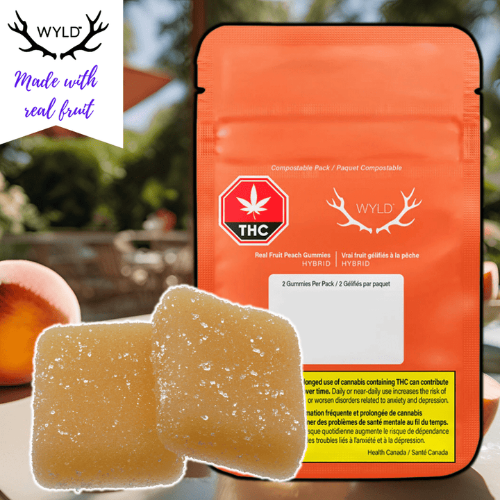 Wyld Real Fruit Peach 5:1 Gummies-2x5mg 2x4g Morden Vape SuperStore and Cannabis Manitoba Canada