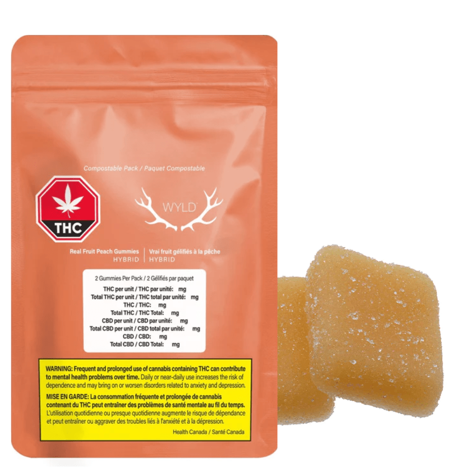 Wyld Real Fruit Peach 5:1 Gummies-2x5mg 2x4g Morden Vape SuperStore and Cannabis Manitoba Canada