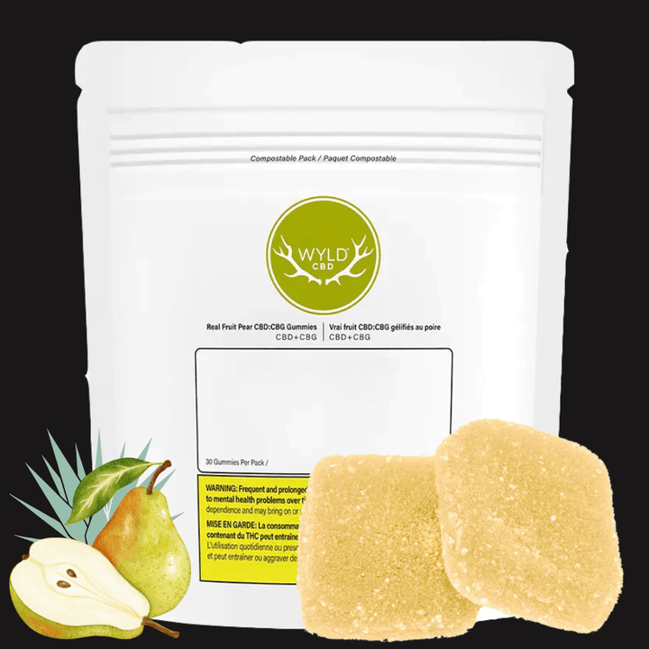 Wyld Real Fruit Pear CBD:CBG Gummies - 30pk Morden Vape SuperStore and Cannabis Manitoba Canada
