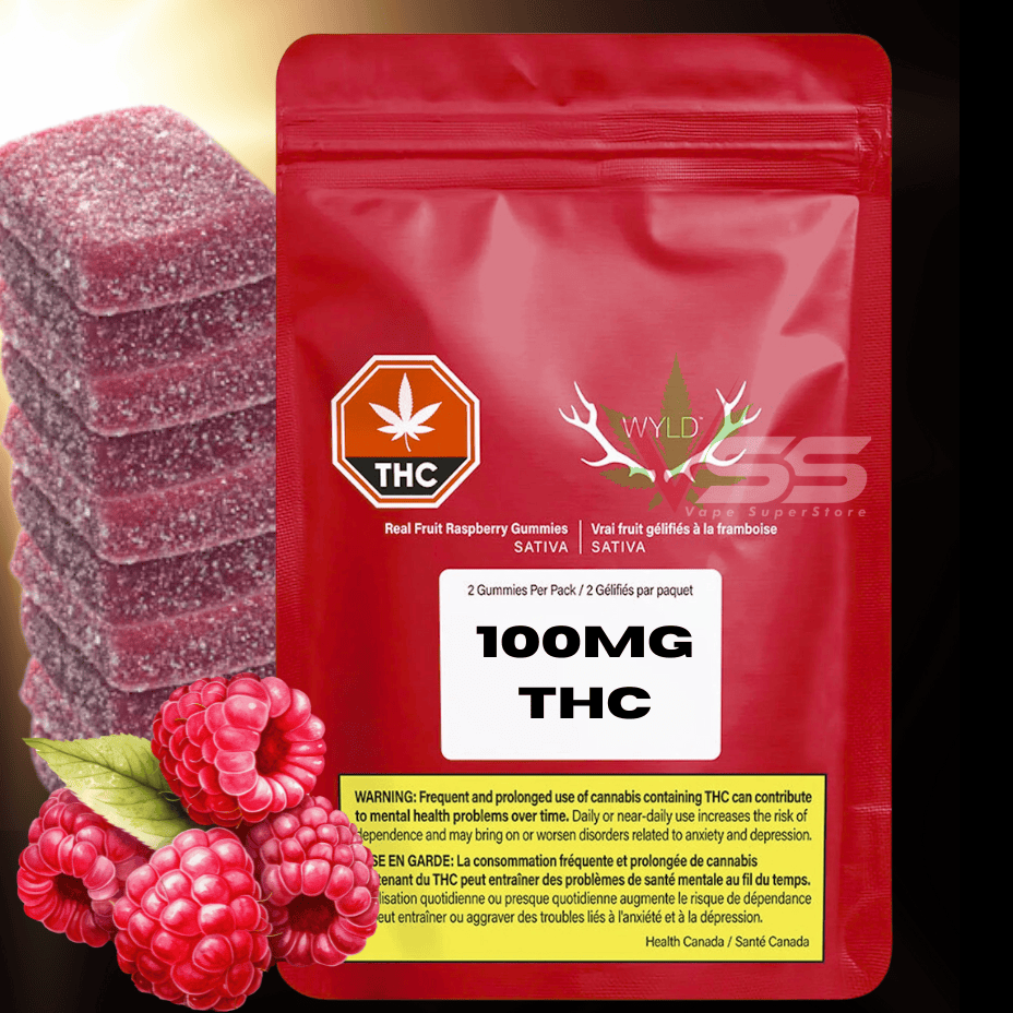 Wyld Real Fruit - Raspberry Sativa Gummies 10x10mg Morden Vape SuperStore and Cannabis Manitoba Canada