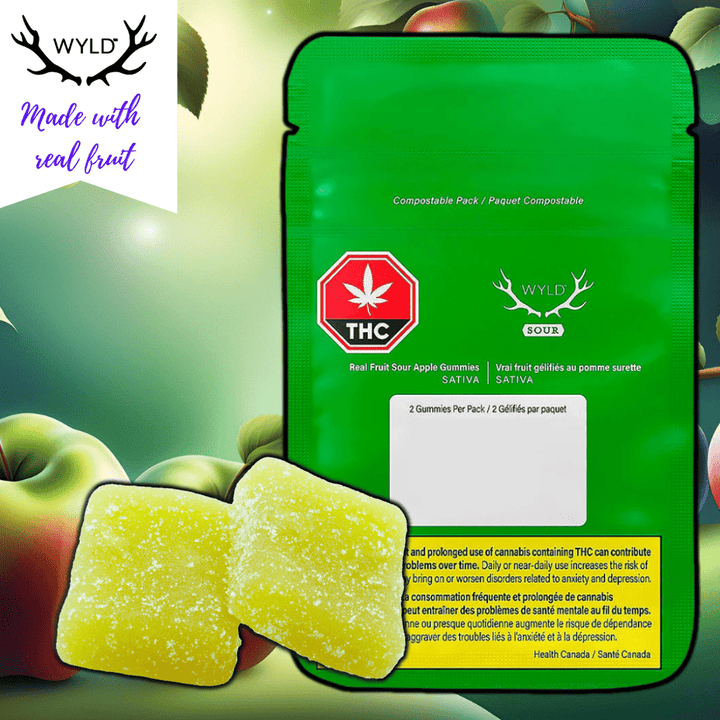 WYLD Sour Apple Sativa THC Gummies-2x5mg 2x5mg Morden Vape SuperStore and Cannabis Manitoba Canada