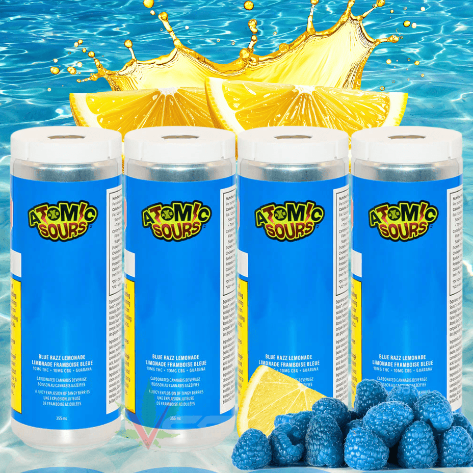 XMG Atomic Sours Blue Razz Lemonade THC:CBG Beverage - 4x10mg Morden Vape SuperStore and Cannabis Manitoba Canada