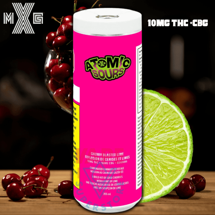 XMG Atomic Sours - Cherry Blasted Lime 1:1 THC:CBG Beverage Morden Vape SuperStore and Cannabis Manitoba Canada