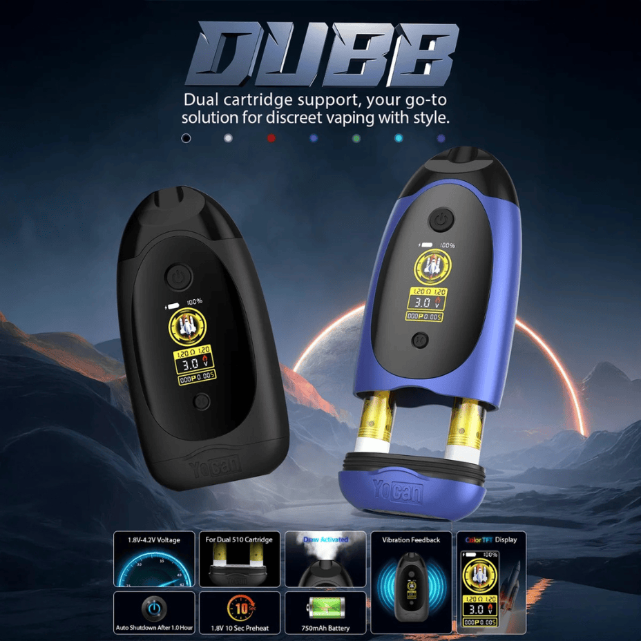 Yocan Dubb Dual Cartridge 510 Battery-750mAh - Morden Vape SuperStore & Cannabis Yocan Dubb Dual Cartridge 510 Battery-750mAh - Morden Vape SuperStore & Cannabis
