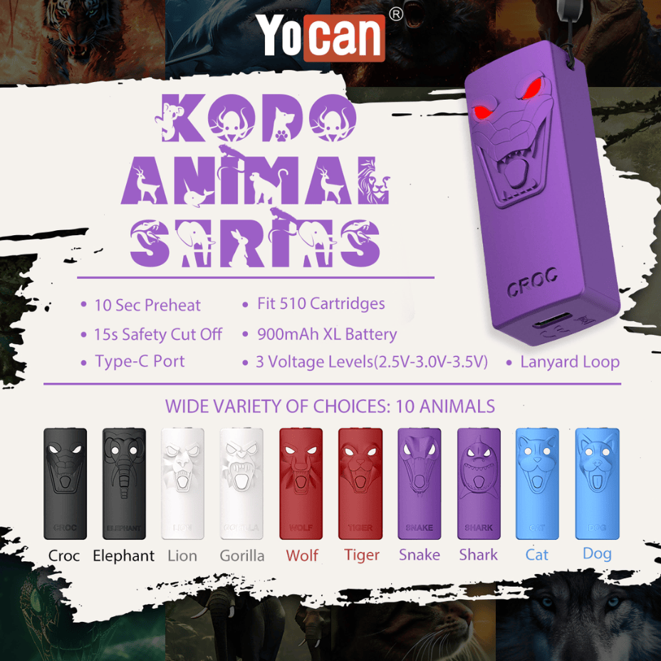 Yocan Kodo Animal Series 510 Battery-900mAh Morden Vape SuperStore and Cannabis Manitoba Canada