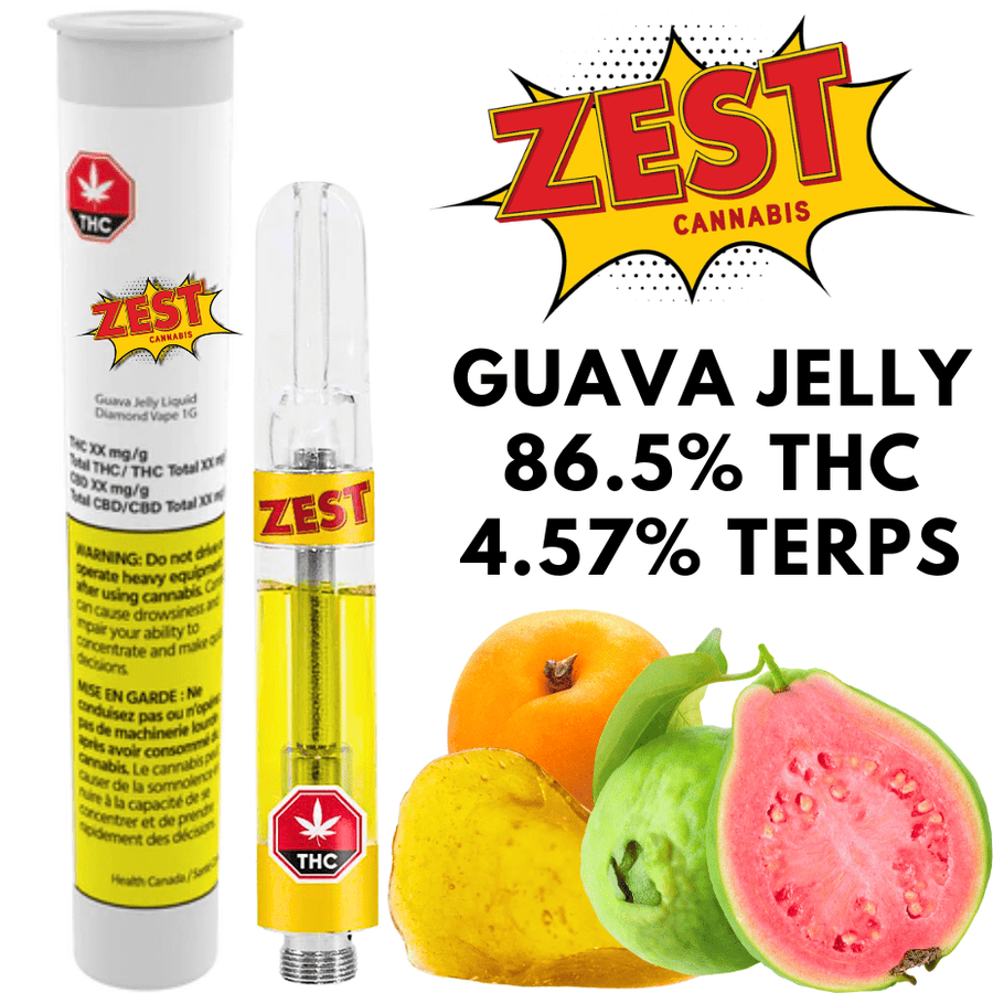 Zest Guava Jelly Liquid Diamond Hybrid 510 Vape Cartridge-1g Morden Vape Superstore & Cannabis