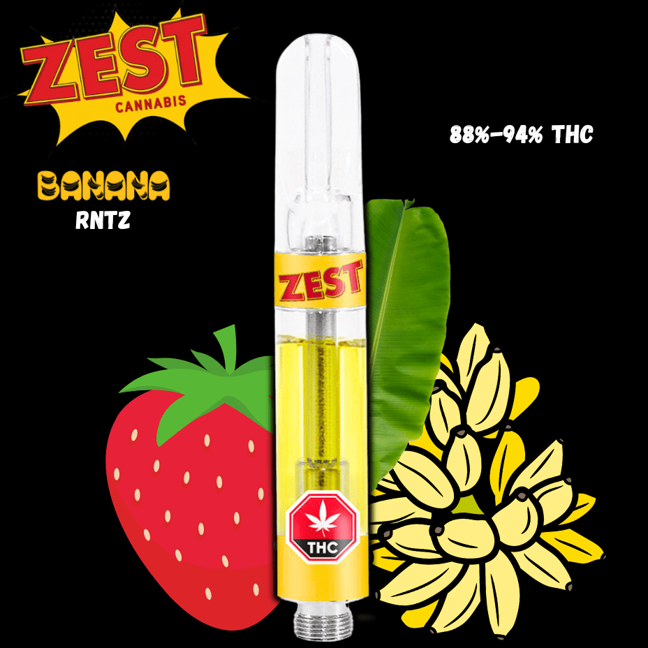 Zest Cannabis Banana Rntz Liquid Diamond Cartridge - 1g 1g Morden Vape SuperStore and Cannabis Manitoba Canada