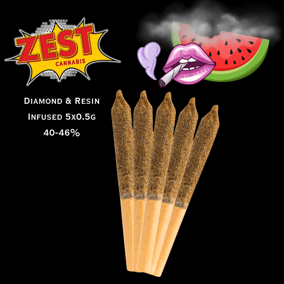 Zest Cannabis Melon Haze & Diamond Infused Pre-rolls 5x0.5g 5x0.5g Morden Vape SuperStore and Cannabis Manitoba Canada