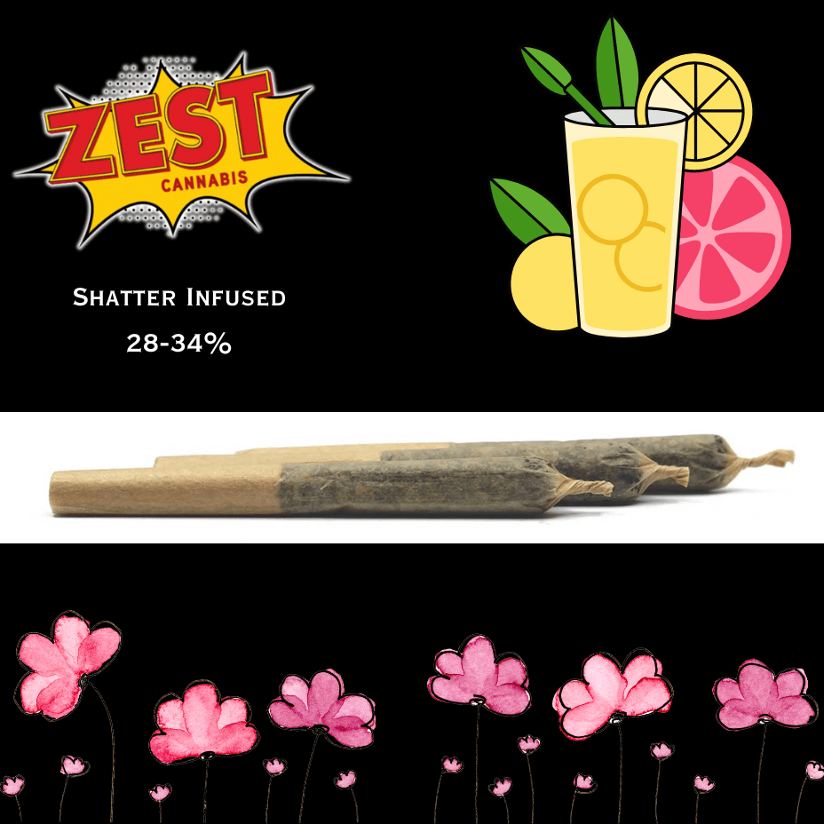 Zest Cannabis Pink Lemon Shatter Infused Pre-rolls 5x0.5g 5x0.5g Morden Vape SuperStore and Cannabis Manitoba Canada