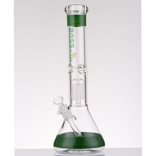 Boss Glass 7mm Color Block Logo Beaker W/Showerhead perc-16" Morden Vape SuperStore and Cannabis Manitoba Canada