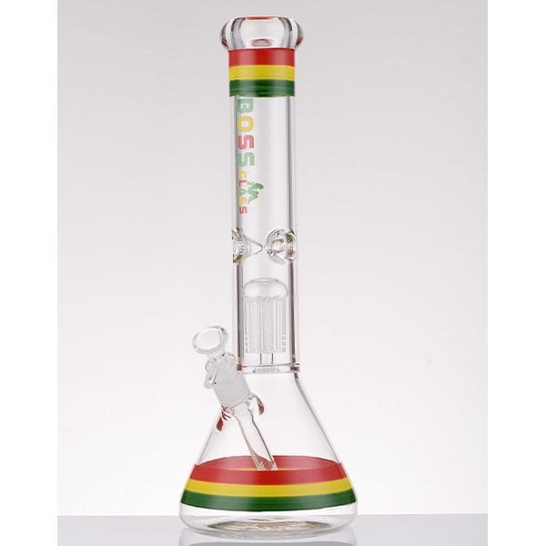 Boss Glass 7mm Color Block Logo Beaker W/Showerhead perc-16" Morden Vape SuperStore and Cannabis Manitoba Canada