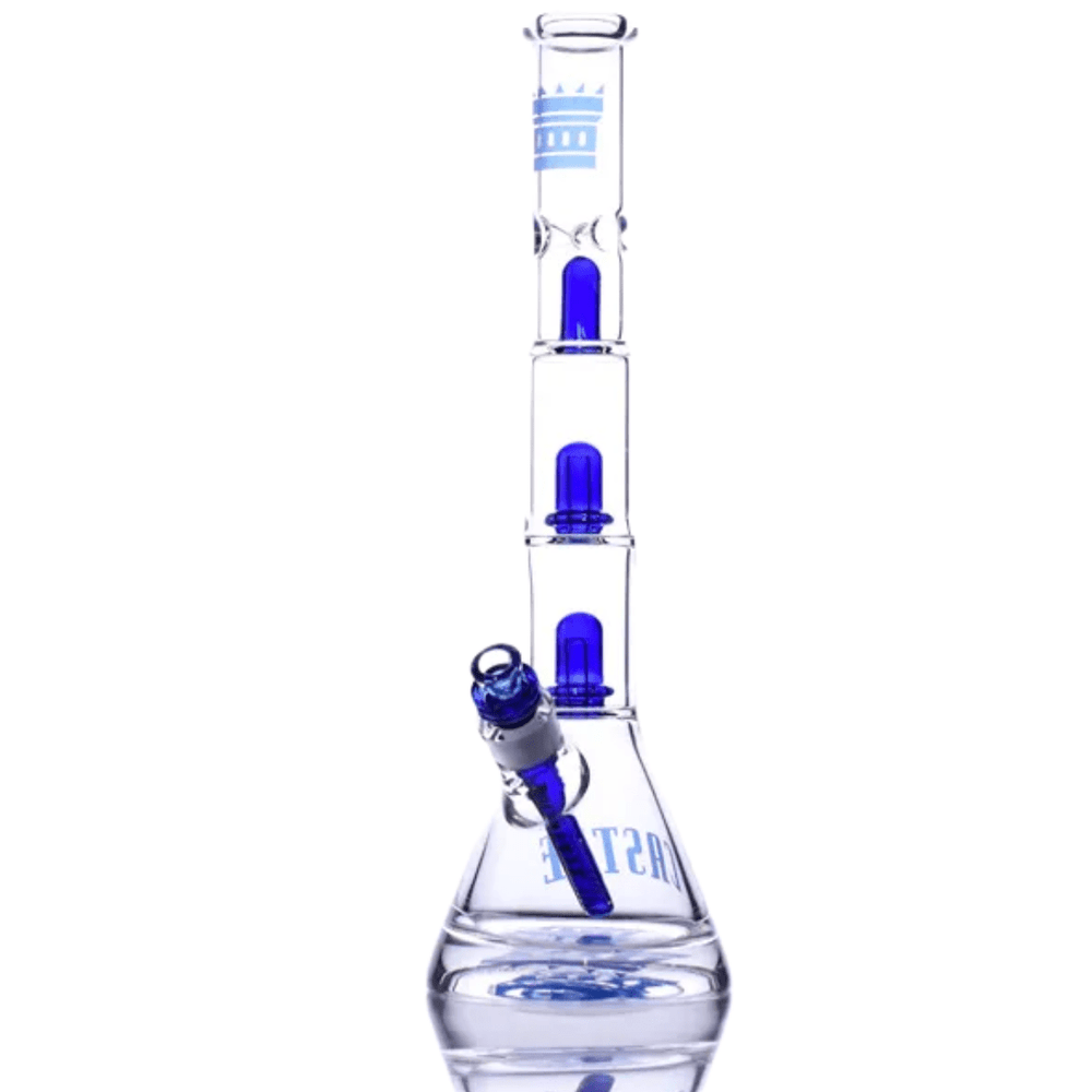 Castle Glassworks 17" Double Showerhead Beaker Blue Morden Vape SuperStore and Cannabis Manitoba Canada