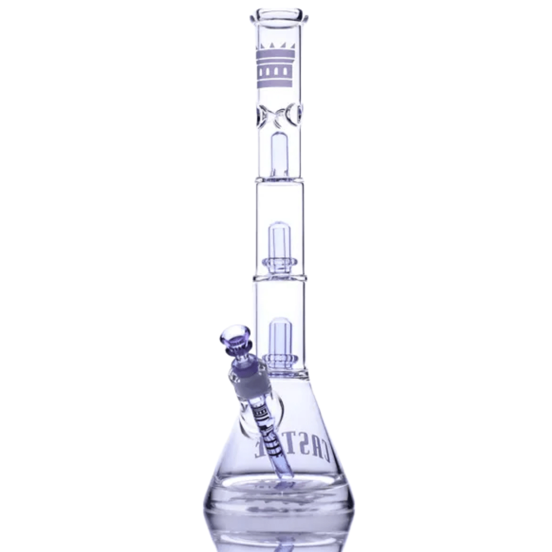 Castle Glassworks 17" Double Showerhead Beaker Purple Morden Vape SuperStore and Cannabis Manitoba Canada