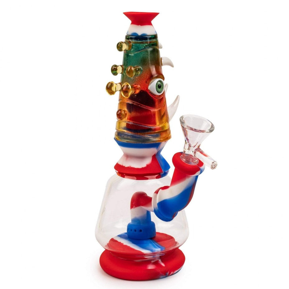 LIT Silicone 420 Hardware 7" / Red White & Blue Lit Silicone Monster 7" Bubbler Lit Silicone Monster 7" Bubbler-Morden Vape SuperStore & Cannabis Dispensary MB
