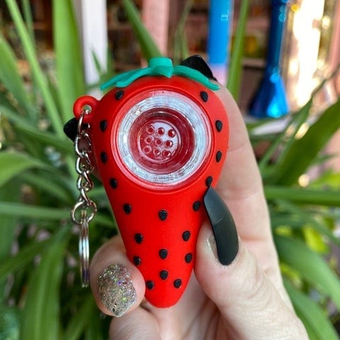 LIT Silicone 420 Hardware LIT Silicone 2.75" Strawberry Hand Pipe & Keychain-Morden Vape SuperStore & Cannabis Dispensary