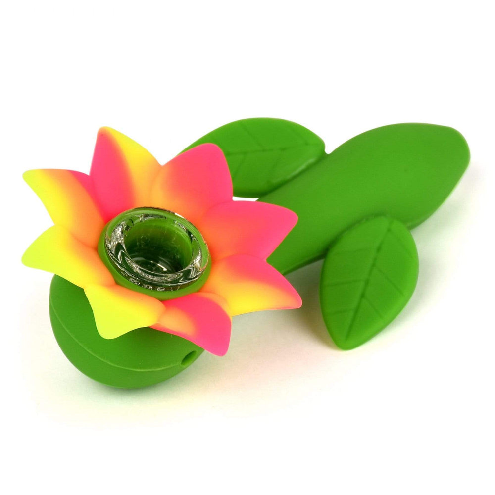 LIT Silicone Flower Power 4.5" Hand Pipe 4.5" / Orange & Magenta Morden Vape SuperStore and Cannabis Manitoba Canada