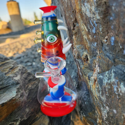 LIT Silicone Silicone Bongs 7" / Red White & Blue Lit Silicone Monster 7" Bubbler-Morden Vape SuperStore & Cannabis Dispensary