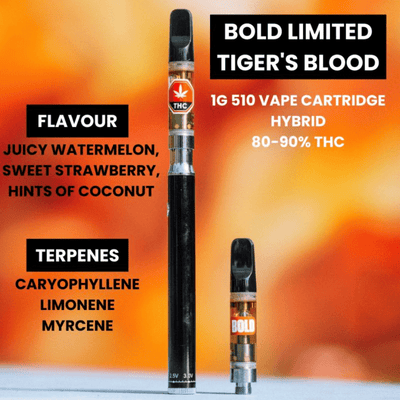 Bold Tiger's Blood Indica vape cartridge at Morden Vape SuperStore & Cannabis