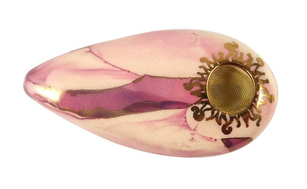 Porcelain Gold Goddess Pipe by Ancient Creations pink Morden Vape SuperStore and Cannabis Manitoba Canada