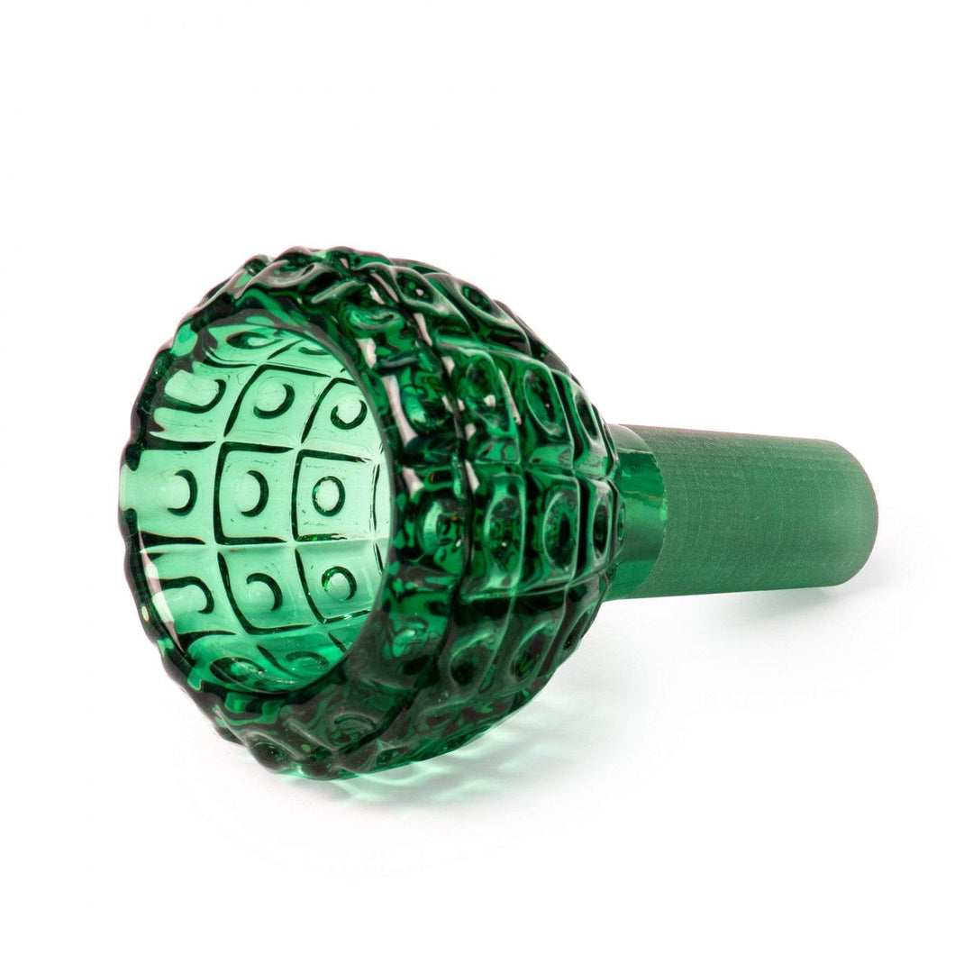 Red Eye Glass Dot Matrix Carved Bowl 14mm Pull-Out 14mm / Green Morden Vape SuperStore and Cannabis Manitoba Canada