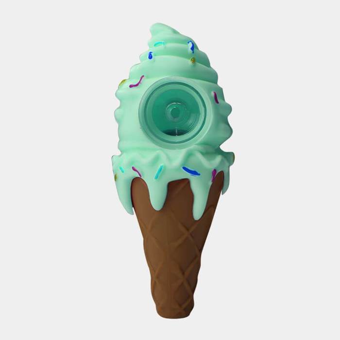 Silicone Ice Cream Hand Pipe Green Morden Vape SuperStore and Cannabis Manitoba Canada
