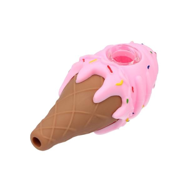 Silicone Ice Cream Hand Pipe Pink Morden Vape SuperStore and Cannabis Manitoba Canada