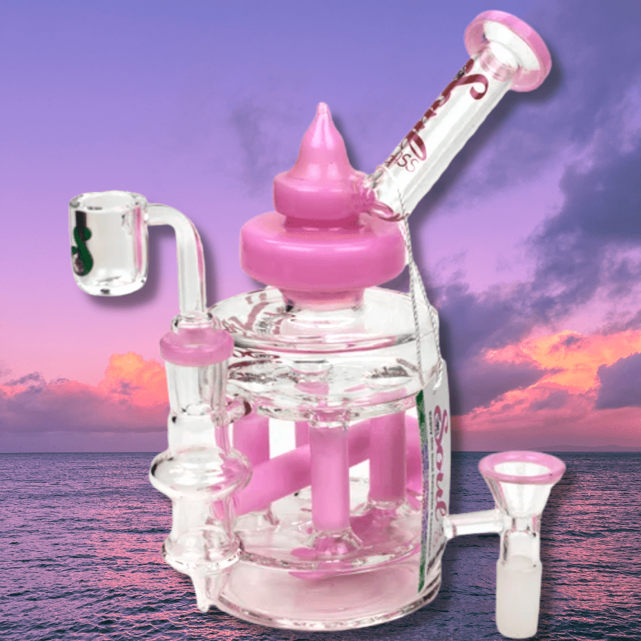 Soul Glass Dab Rigs 7" / Pink SOUL Glass 2-in-1 Double Deck Recycler-7"-Morden Vape SuperStore & Cannabis MB, Canada