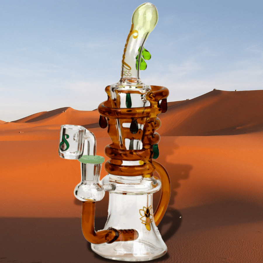 Soul Glass Recyclers Amber Soul Glass 2-in-1 Inline Recycler 9.5"-Morden Vape SuperStore & Cannabis MB, Canada