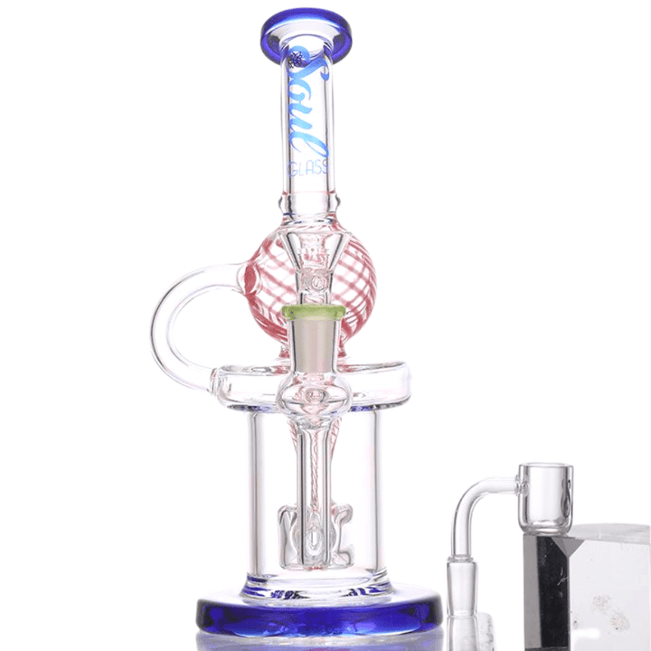 Soul Glass Recyclers Blue Soul Glass 2in1 Recycler w/ Drum Perc 9"-Morden Vape SuperStore & Cannabis MB, Canada