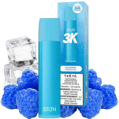 STLTH 3K Disposable Vape in Blue Raspberry Flavour Available at Morden Vape SuperStore & Cannabis Dispensary Located in Morden, Manitoba, Canada