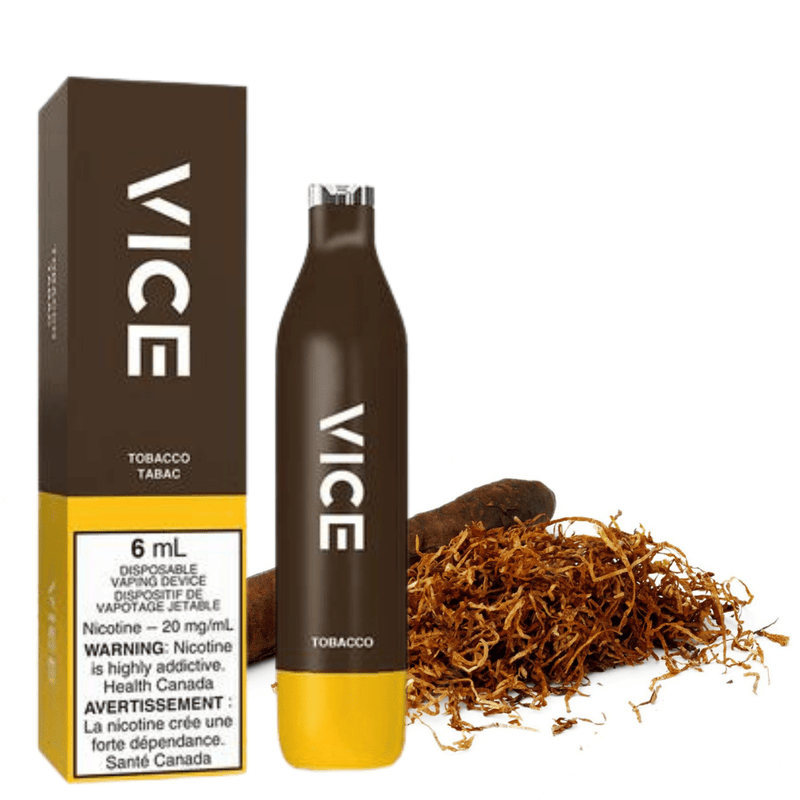 Vice 2500 Disposable Vape in Tobacco Flavour Available at Morden Vape SuperStore & Cannabis Dispensary Located in Morden, Manitoba, Canada