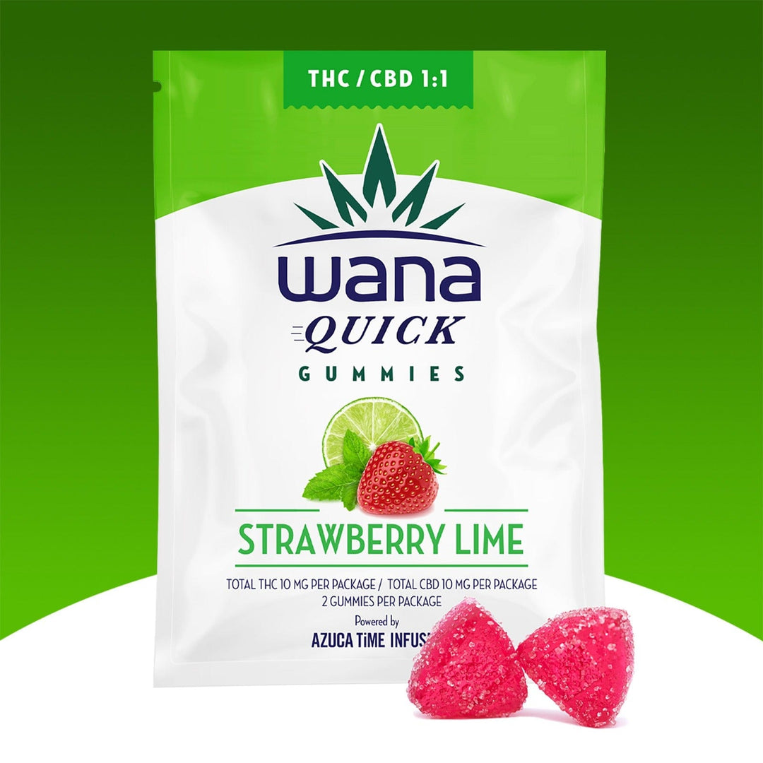Wana Brands Edibles Wanna Quick Strawberry Lime Gummies 1:1 THC-CBD-Morden Cannabis Manitoba