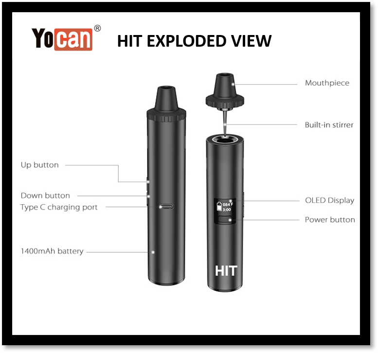 Yocan Hit Dry Herb Vaporizer Black Morden Vape SuperStore and Cannabis Manitoba Canada