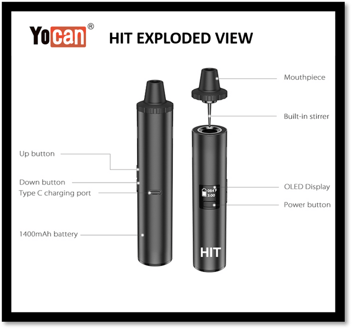 Yocan Hit Dry Herb Vaporizer Black Morden Vape SuperStore and Cannabis Manitoba Canada